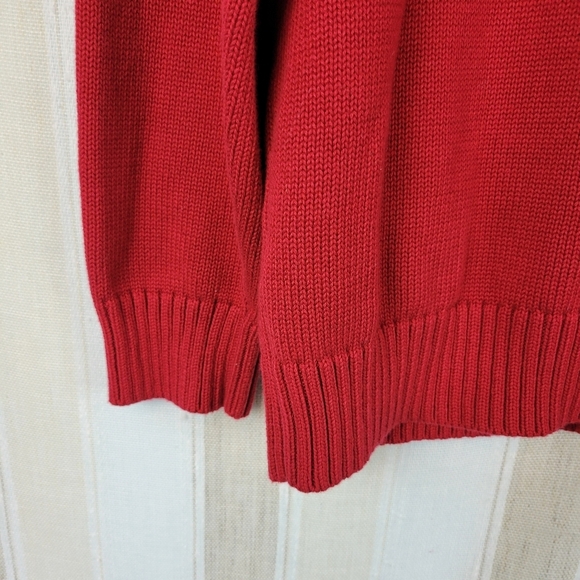 Vintage L.L.‎ Bean 100% Cotton Full Zip Knitted Sweater Red Size Large - Picture 8 of 9